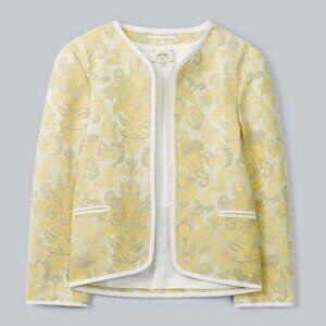 Aritzia Wilfred 'Festin' Brocade Jaquard Blazer Jacket Sz 2 Open Front Yellow